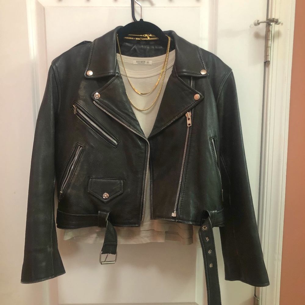 Beautiful Black VINTAGE Leather Moto Jacket - Petite M